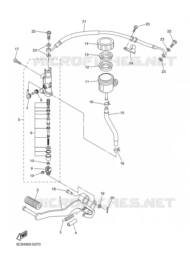 MAITRE CYLINDRE DE FREIN ARRIERE Yamaha MOTO 1000 2008 FZ1  FZ1-N FAZER _
