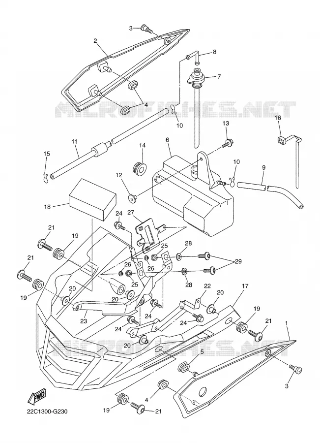 COUVERCLE LATERAL Yamaha MOTO 1000 2008 FZ1 ABS  FZ1-NA FAZER _