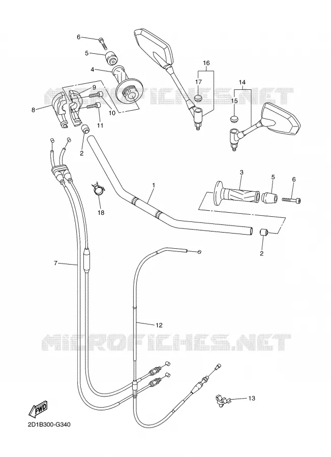 GUIDON ET CABLES Yamaha MOTO 1000 2008 FZ1 ABS  FZ1-NA FAZER _