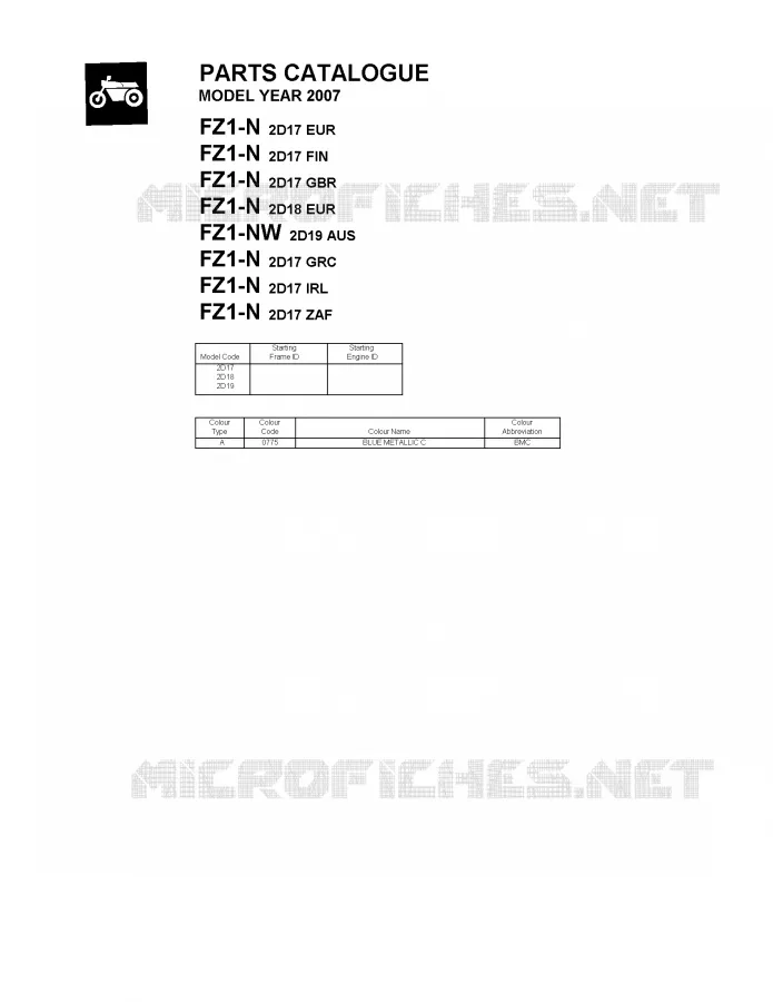 * CATALOG PREFACE * Yamaha MOTO 1000 2007 FZ1  FZ1-N FAZER _