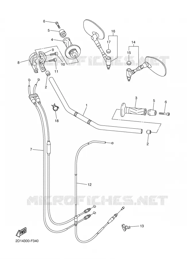 GUIDON ET CABLES Yamaha MOTO 1000 2007 FZ1  FZ1-N FAZER _