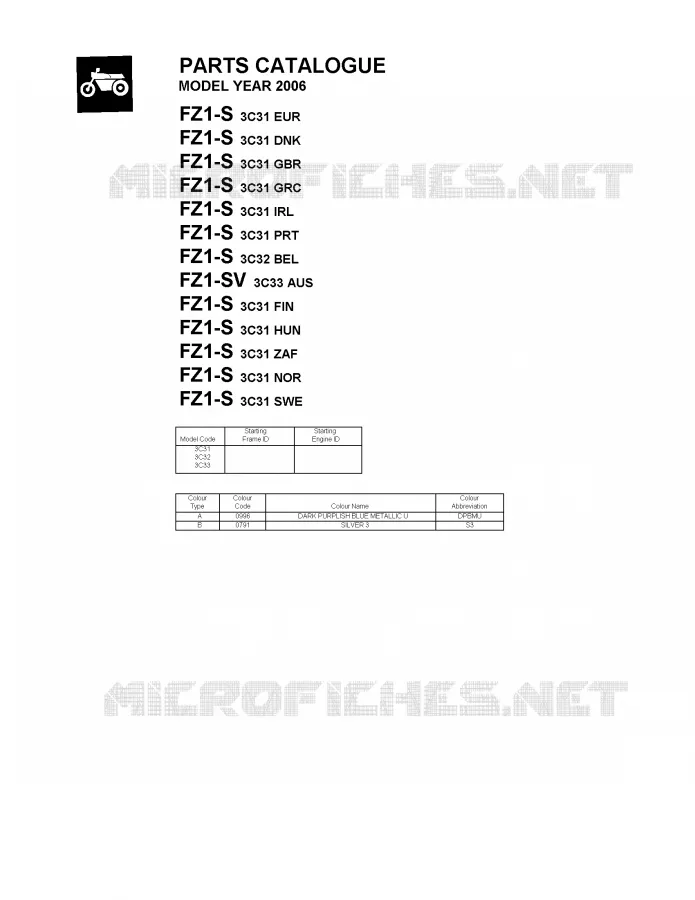 * CATALOG PREFACE * Yamaha MOTO 1000 2006 FAZER  FZ1-S