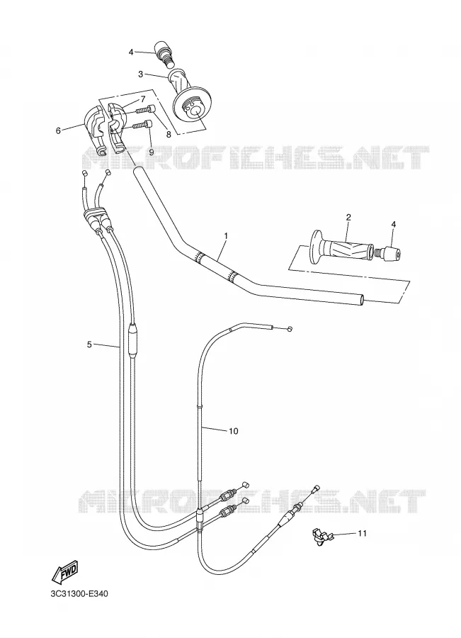 GUIDON ET CABLES Yamaha MOTO 1000 2006 FAZER  FZ1-S