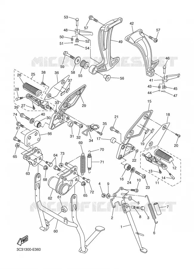 SUPPORT / REPOSE PIEDS Yamaha MOTO 1000 2006 FAZER  FZ1-S