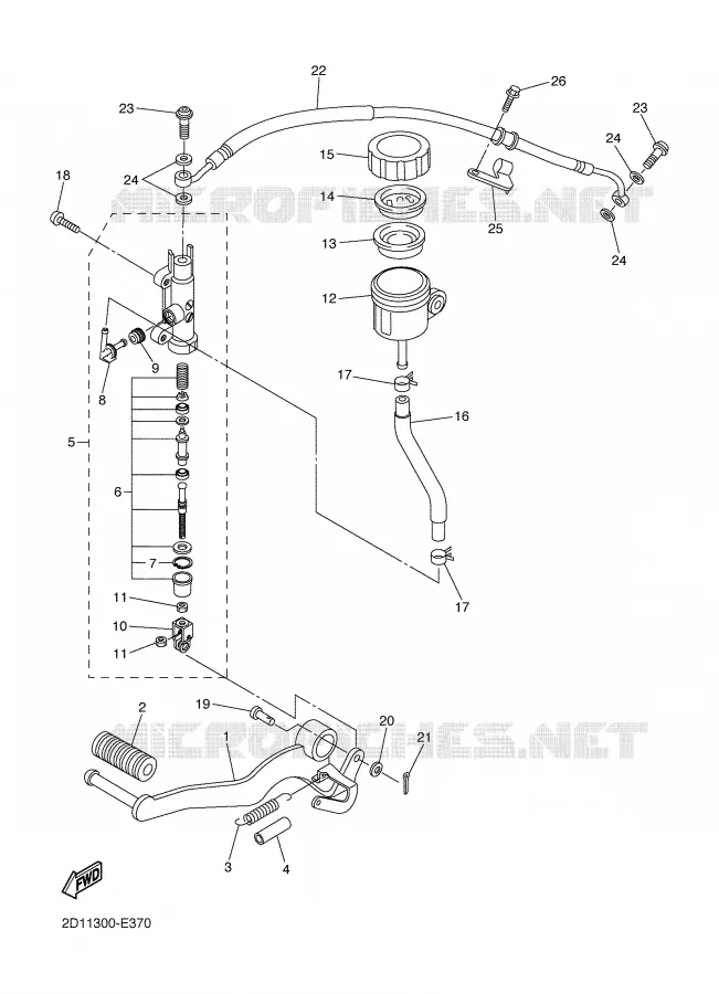 MAITRE CYLINDRE DE FREIN ARRIERE Yamaha MOTO 1000 2006 FAZER  FZ1-S