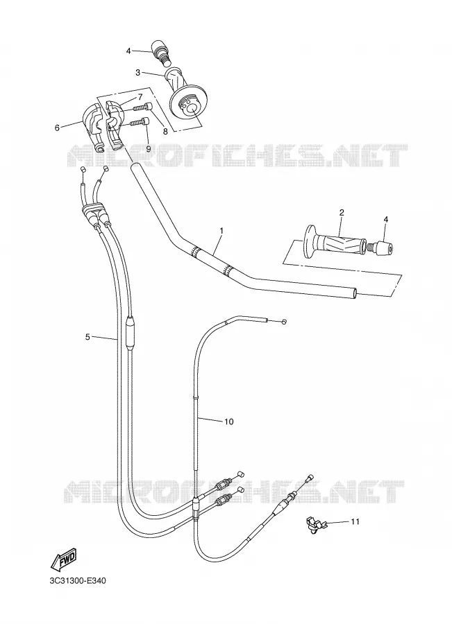 GUIDON ET CABLES Yamaha MOTO 1000 2006 FAZER  FZ1-S