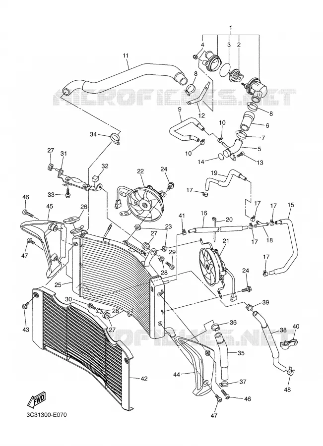 RADIATEUR / DURITES Yamaha MOTO 1000 2007 FAZER  FZ1-S
