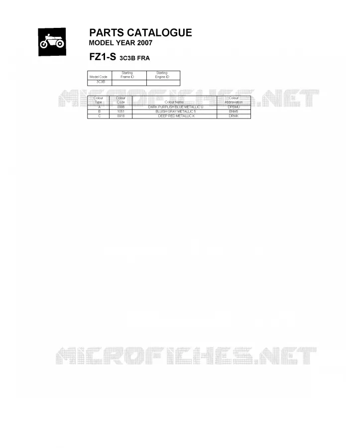 * CATALOG PREFACE * Yamaha MOTO 1000 2007 FAZER  FZ1-S