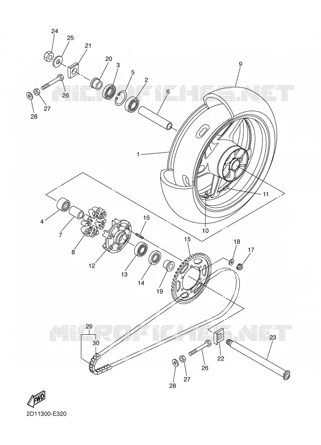 ROUE ARRIERE Yamaha MOTO 1000 2007 FAZER  FZ1-S