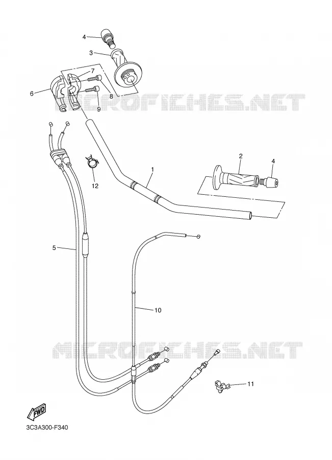 GUIDON ET CABLES Yamaha MOTO 1000 2007 FAZER  FZ1-S