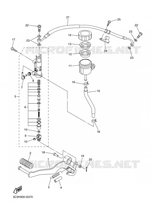 MAITRE CYLINDRE DE FREIN ARRIERE Yamaha MOTO 1000 2008 FAZER  FZ1-S