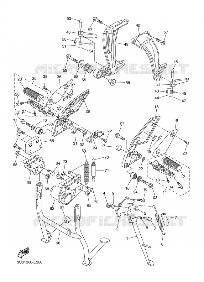 BEQUILLE / REPOSE PIEDS Yamaha MOTO 1000 2008 FAZER  FZ1-SX