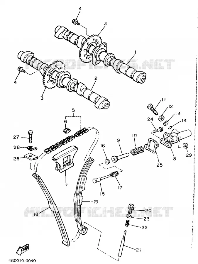 ARBRE A CAMES / CHAINE DE DISTRIBUTION Yamaha MOTO 600 1988 FZ  FZ600
