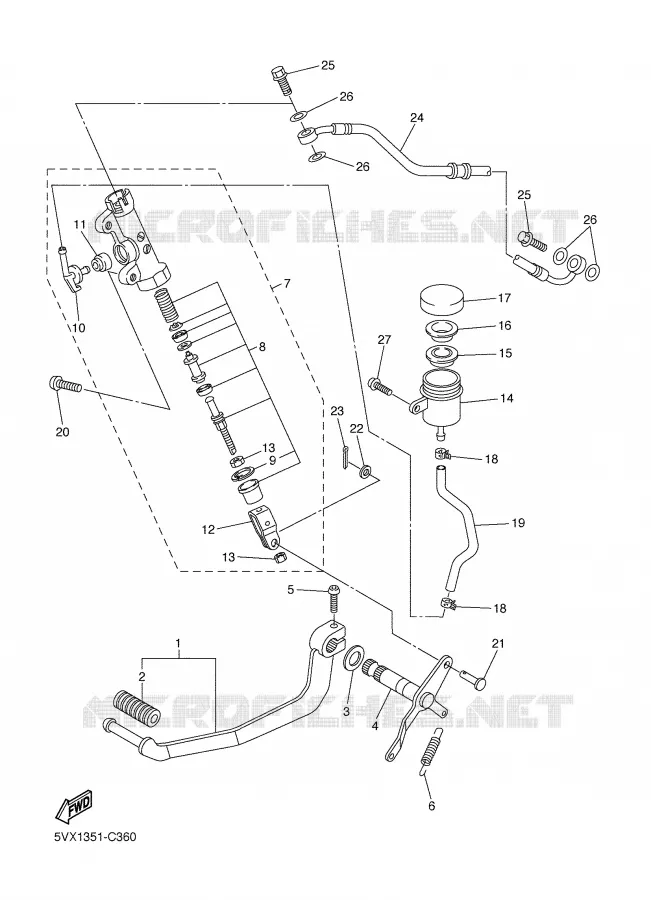 MAITRE CYLINDRE DE FREIN ARRIERE Yamaha MOTO 600 2005 FZ6  FZ6-N