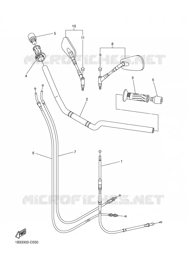 GUIDON ET CABLES Yamaha MOTO 600 2006 FZ6  FZ6-N