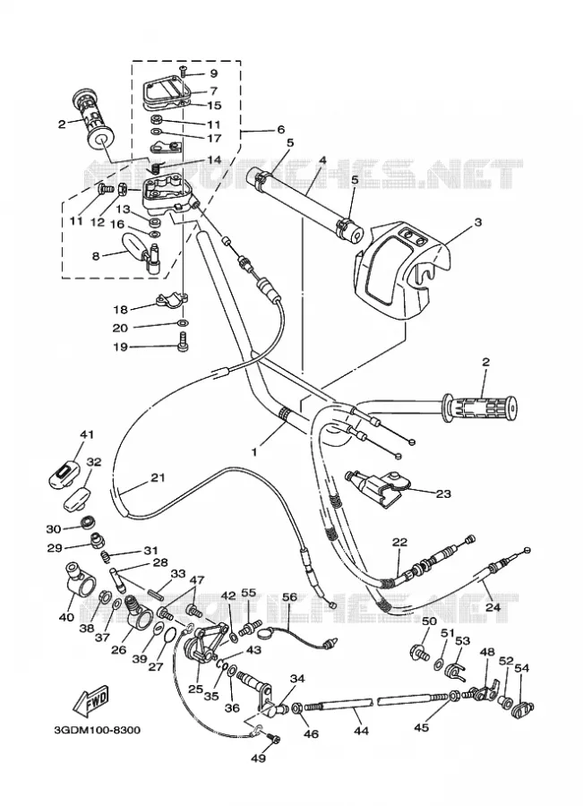 GUIDON ET CABLES Yamaha QUAD 350 1998 WARRIOR  YFM350X WARRIOR