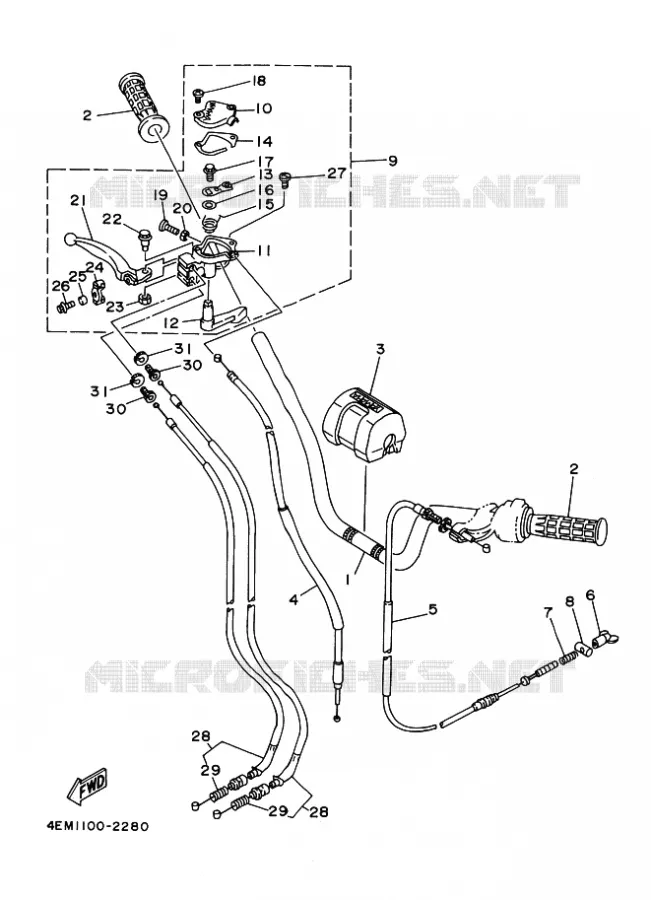 GUIDON ET CABLES Yamaha QUAD 80 1998 RAPTOR  YFM80