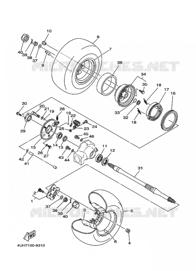 ROUE ARRIERE Yamaha QUAD 350 1998 YFM  YFM350U