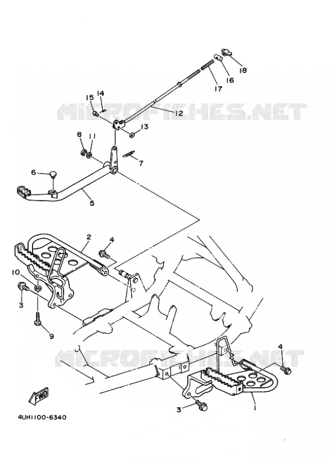 SUPPORT / REPOSE PIEDS Yamaha QUAD 350 1997 YFM  YFM350U