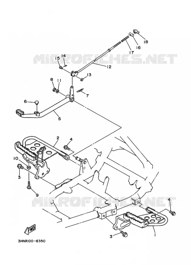 SUPPORT / REPOSE PIEDS Yamaha QUAD 350 1996 BIG BEAR  YFM350FW