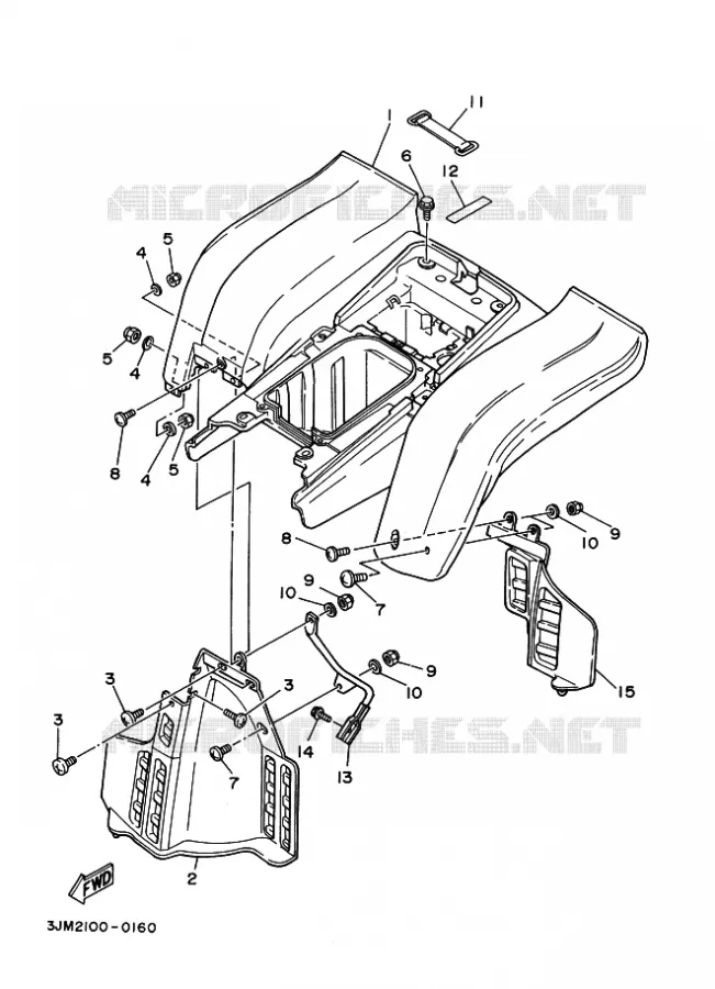 GARDE BOUE ARRIERE Yamaha QUAD 200 1996 BLASTER  YFS200 BLASTER