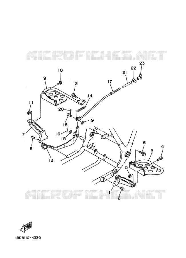 SUPPORT / REPOSE PIEDS Yamaha QUAD 250 1996 TIMBERWOLF  YFB250FW