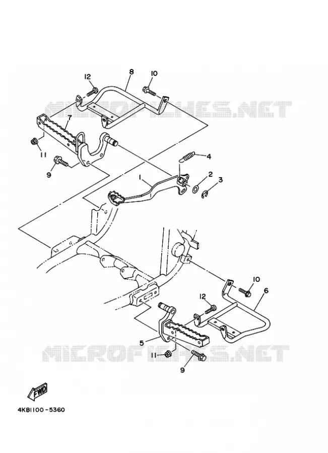 SUPPORT / REPOSE PIEDS Yamaha QUAD 350 1996 WOLVERINE  YFM350FW-X WOLVERINE 350