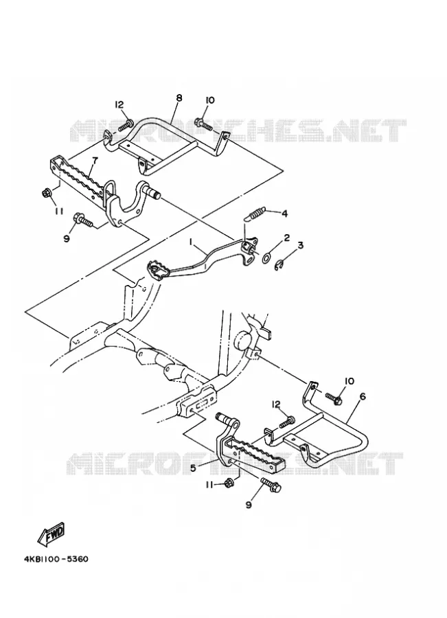 SUPPORT / REPOSE PIEDS Yamaha QUAD 350 1996 WOLVERINE  YFM350FW-X