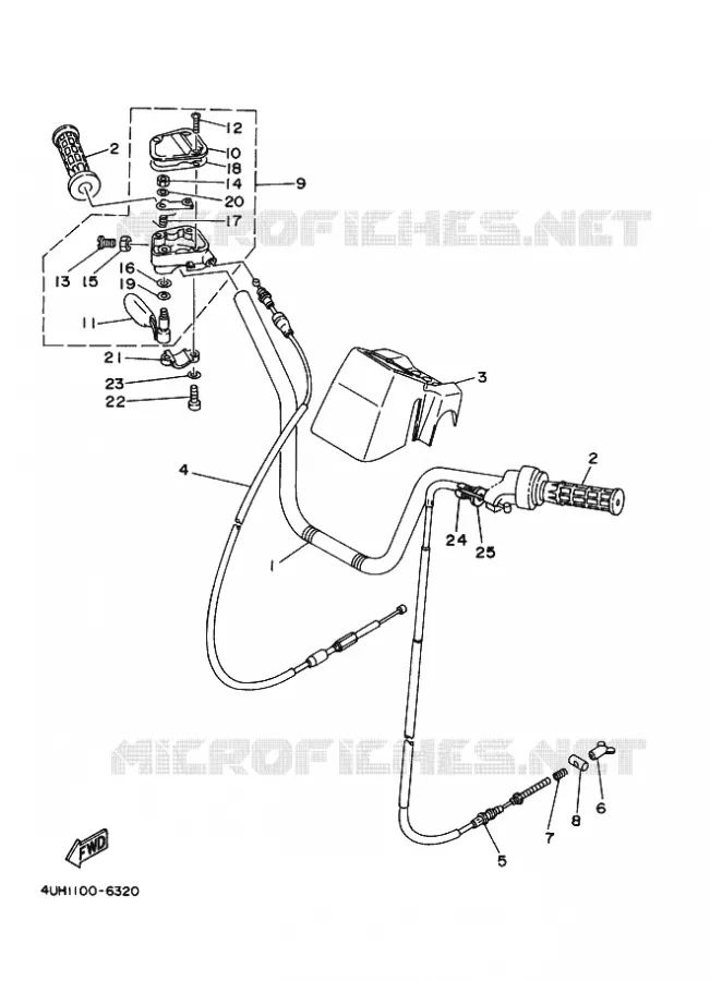 GUIDON ET CABLES Yamaha QUAD 350 1996 YFM  YFM350U