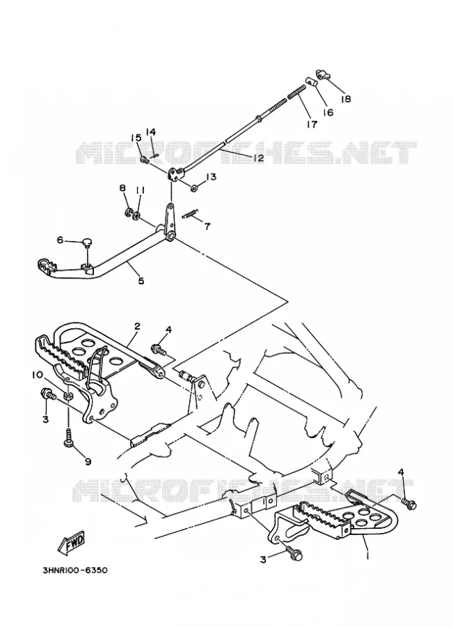 SUPPORT / REPOSE PIEDS Yamaha QUAD 400 1996 KODIAK  YFM400FW