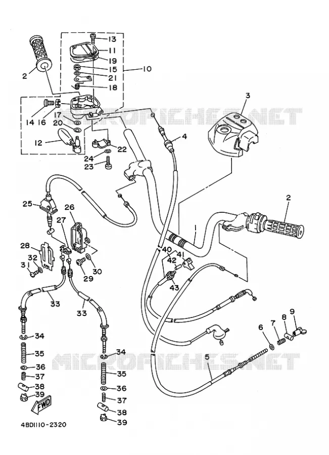 GUIDON ET CABLES Yamaha QUAD 250 1995 TIMBERWOLF  YFB250