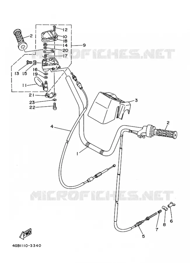 GUIDON ET CABLES Yamaha QUAD 400 1995 KODIAK  YFM400FW