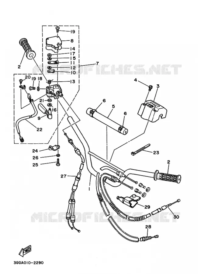 GUIDON ET CABLES Yamaha QUAD 350 1994 BANSHEE  YF350Z