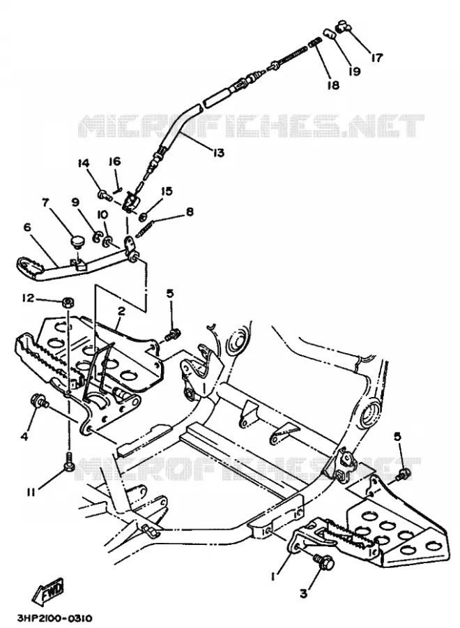 SUPPORT / REPOSE PIEDS Yamaha QUAD 350 1993 YFM  YFM350ER