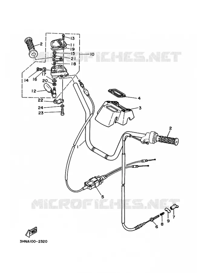 GUIDON ET CABLES Yamaha QUAD 350 1992 BIG BEAR  YFM350FW