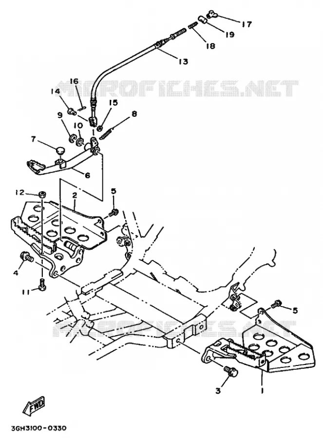 SUPPORT / REPOSE PIEDS Yamaha QUAD 250 1990 YFM  YFM250 MOTO 4 - 250