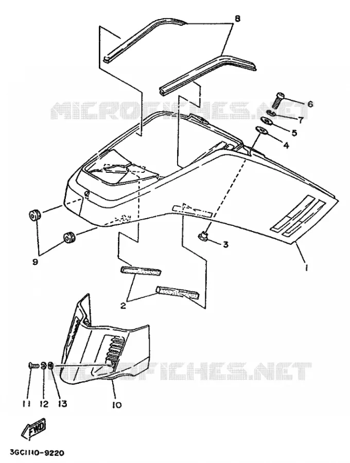 COUVERCLE LATERAL Yamaha QUAD 200 1989 YFM  YFM200DX MOTO 4 - 200 DX