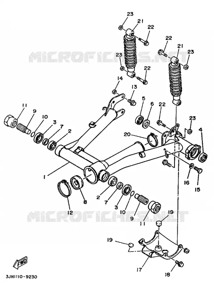 BRAS OSCILLANT / AMORTISSEUR Yamaha QUAD 230 1989 Autres modeles  YFU1
