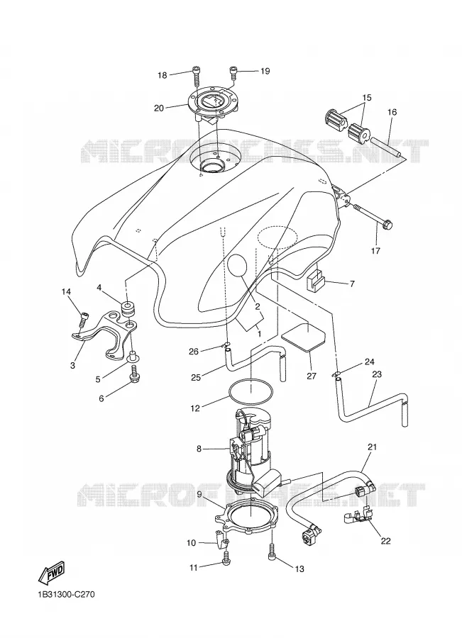 RESERVOIR A ESSENCE Yamaha MOTO 600 2005 FZ6  FZ6-NST