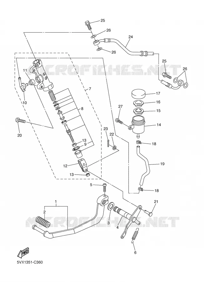 MAITRE CYLINDRE DE FREIN ARRIERE Yamaha MOTO 600 2006 FZ6  FZ6-NSV