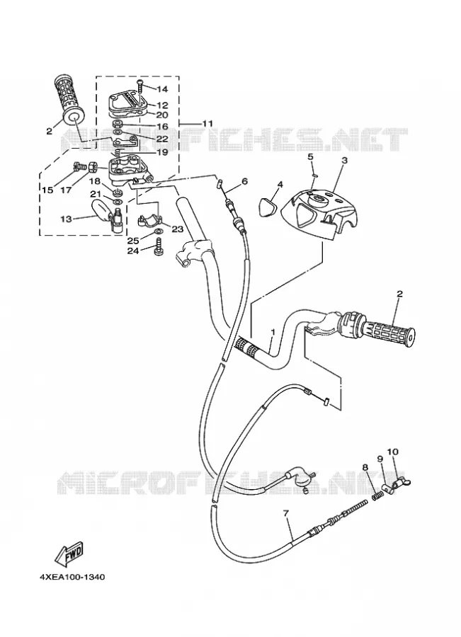GUIDON ET CABLES Yamaha QUAD 250 2002 BEAR TRACKER  YFM250 YFM25XP BEAR TRACKER