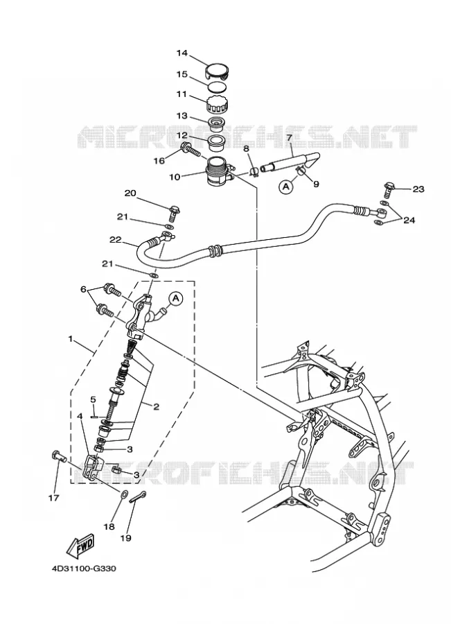 MAITRE CYLINDRE DE FREIN ARRIERE Yamaha QUAD 250 2012 RAPTOR  YFM250R YFM25RB