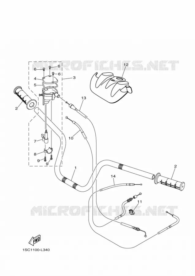 GUIDON ET CABLES Yamaha QUAD 300 2012 GRIZZLY  YFM300
