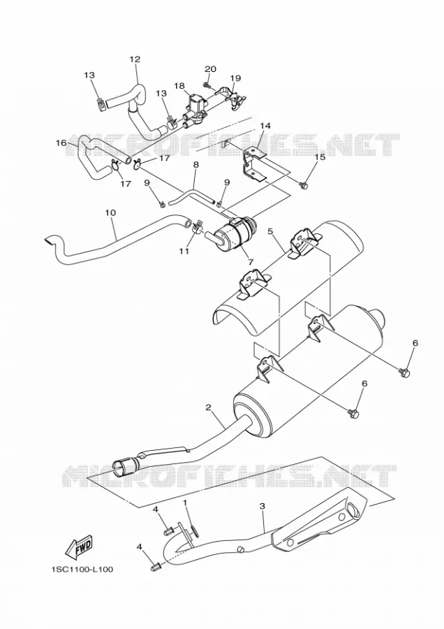 ECHAPPEMENT Yamaha QUAD 300 2012 GRIZZLY  YFM300
