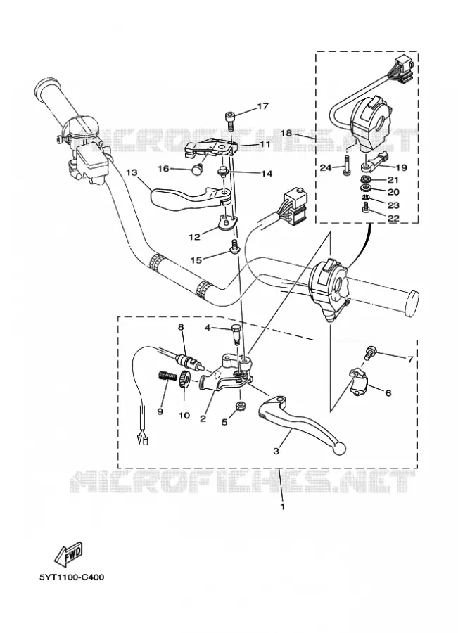 COMMODO / LEVIER Yamaha QUAD 350 2008 RAPTOR  YFM350 YFM35RX RAPTOR 350