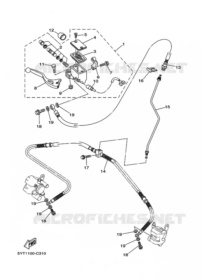 MAITRE CYLINDRE DE FREIN AVANT Yamaha QUAD 350 2008 RAPTOR  YFM350 YFM35RX RAPTOR 350