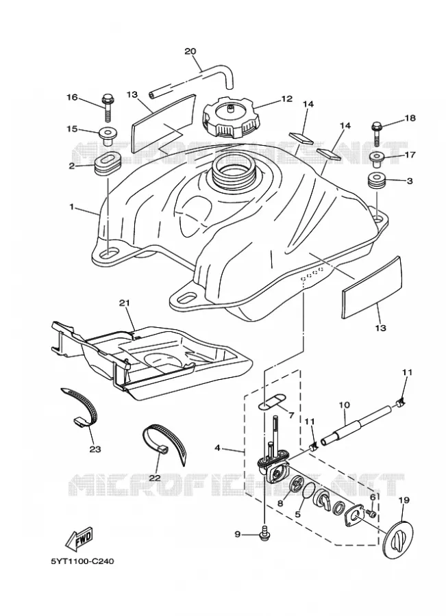 RESERVOIR A ESSENCE Yamaha QUAD 350 2008 RAPTOR  YFM350 YFM35RX RAPTOR 350