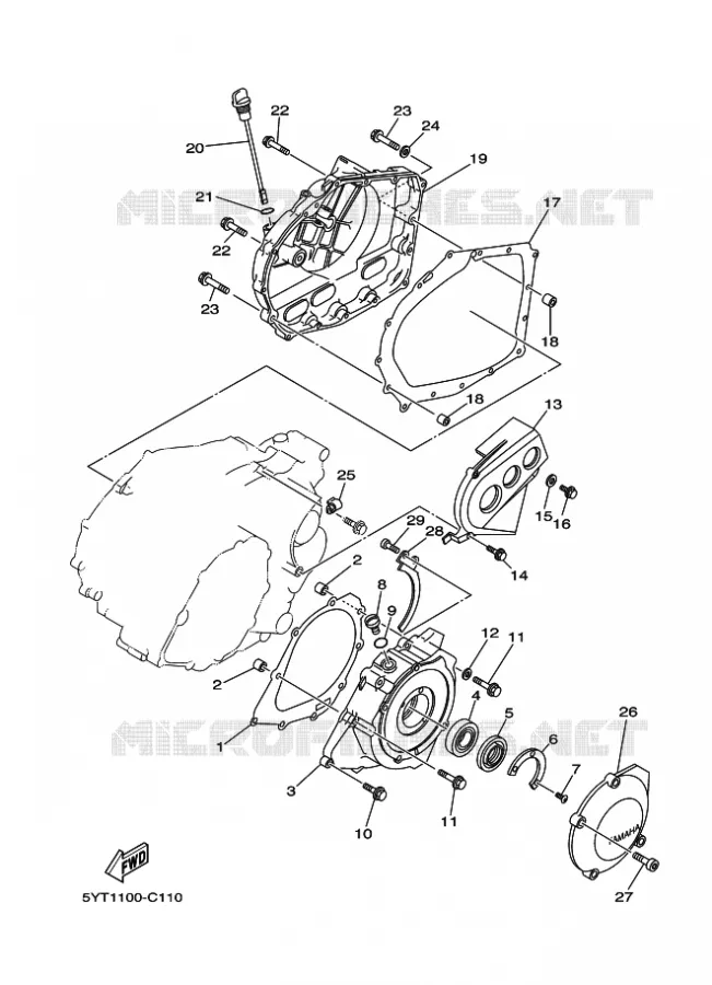 CARTER - MOTEUR 1 Yamaha QUAD 350 2010 RAPTOR  YFM350 YFM35RZ RAPTOR 350