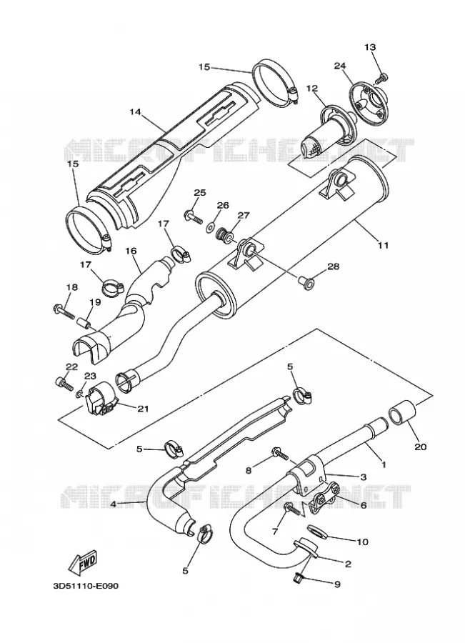 ECHAPPEMENT Yamaha QUAD 350 2006 WOLVERINE 2WD  YFM350AS WOLVERINE 2WD