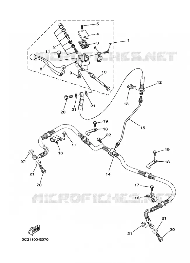MAITRE CYLINDRE DE FREIN AVANT Yamaha QUAD 350 2008 WOLVERINE 2WD  YFM350AS YFM35XX WOLVERINE 2WD